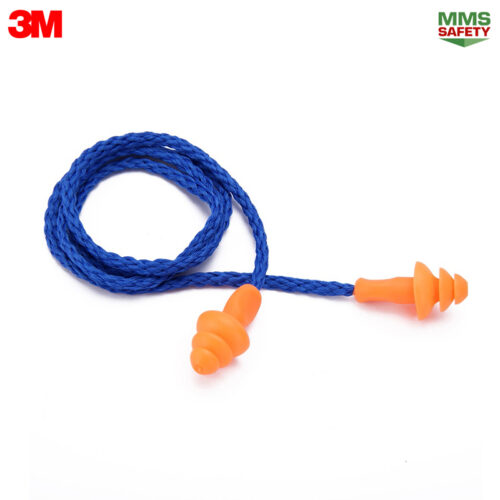 3M : 1270 ปลั๊กที่อุดหูลดเสียง (Earplug) สายโพลีเอสเตอร์ (สายสีฟ้า)
