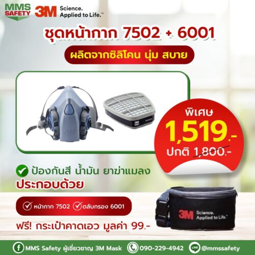 3M : หน้ากาก 7502 + 6001