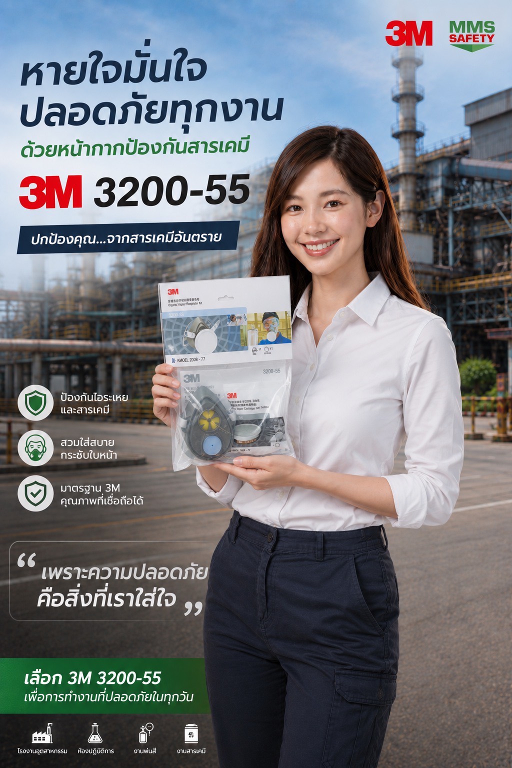 3M : 3200-55 ชุดหน้ากากป้องกันยาฆ่าแมลง