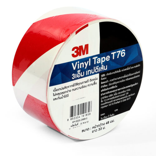 3M : เทปไวนิลตีเส้นพื้น T76, สีขาวแดง