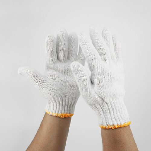 ถุงมือถักด้ายคอตตอน 700 กรัมรุ่น 9703 (ขอบเหลือง) - Image 3