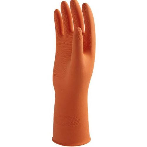 ถุงมือยี่ห้อกระทิง สีส้ม