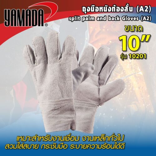 ถุงมือหนังท้องสั้น 10" (A2) รุ่น 10201 (1โหล)