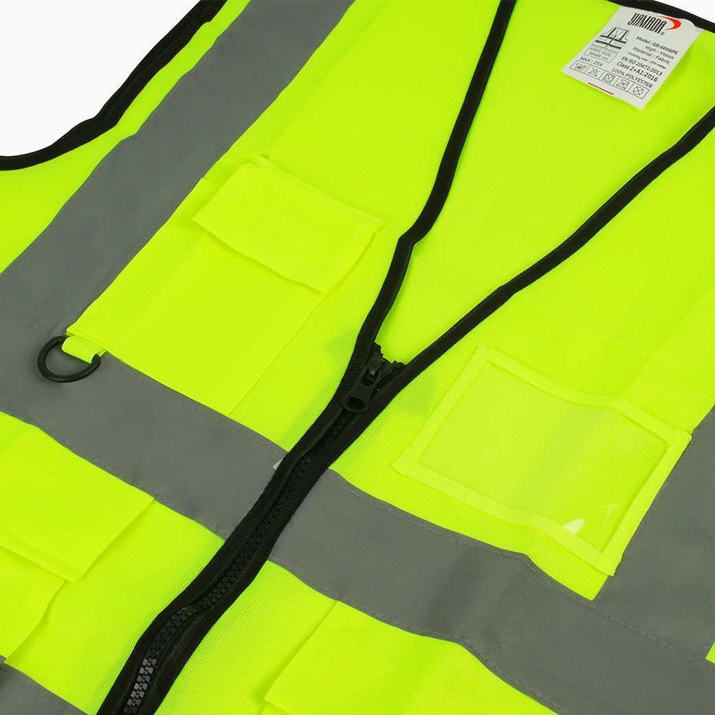 เสื้อจราจรมีกระเป๋า GR-6666PK สีเขียวแถบสีเงิน YAMADA - Image 8