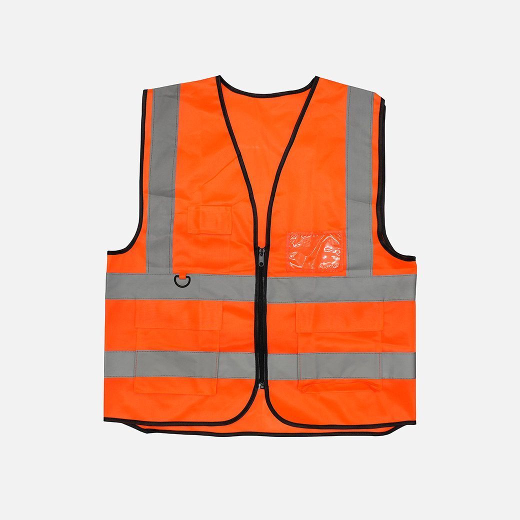 เสื้อจราจรมีกระเป๋า OR-6666PK สีส้มแถบสีเงิน YAMADA - Image 3