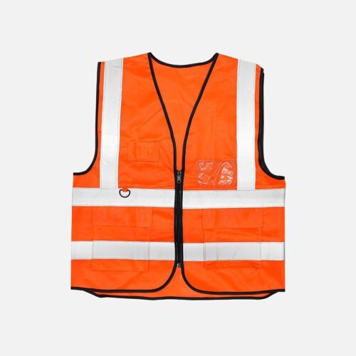 เสื้อจราจรมีกระเป๋า OR-6666PK สีส้มแถบสีเงิน YAMADA - Image 4