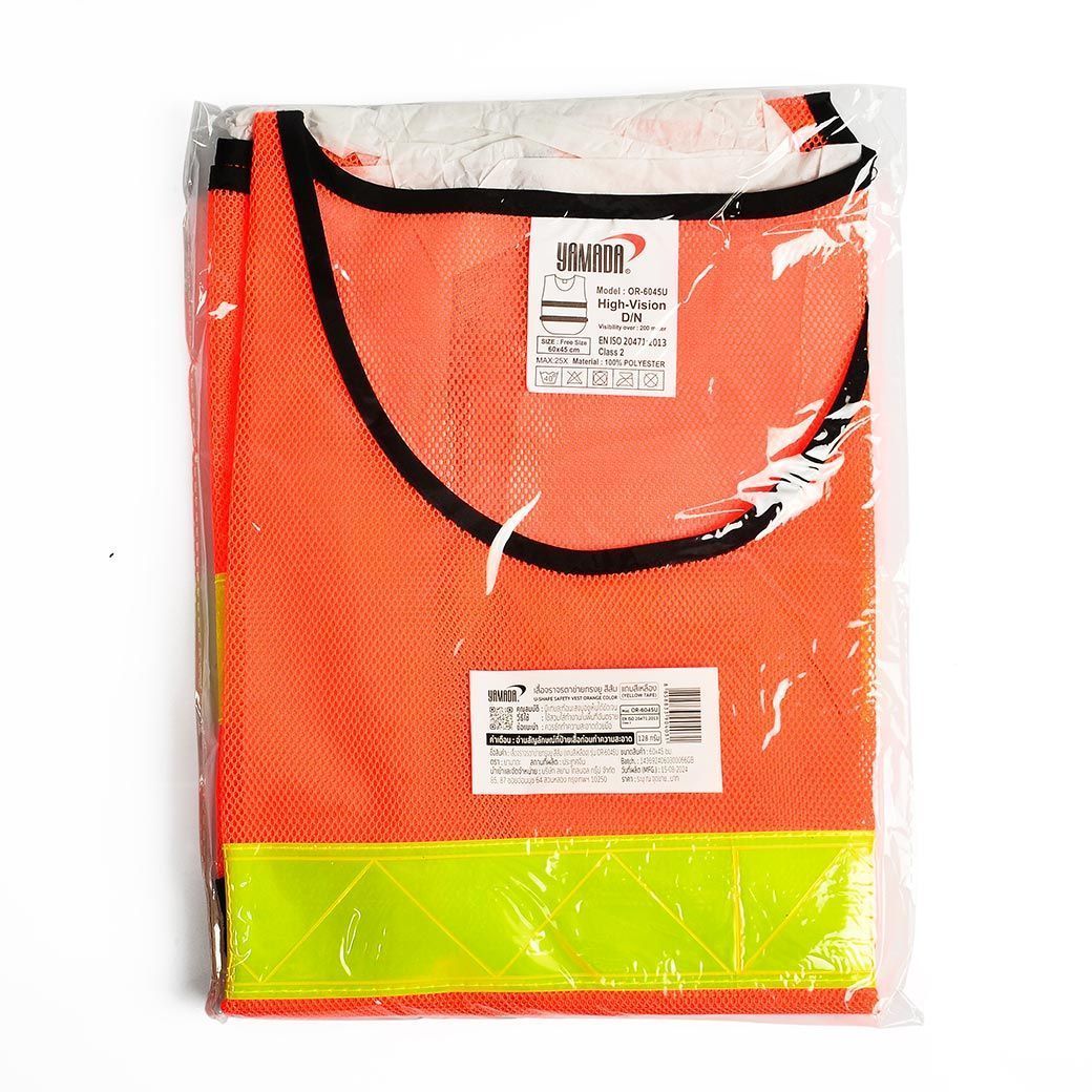 เสื้อจราจรตาข่าย รุ่น OR-6045U สีส้มแถบสีเหลือง YAMADA - Image 6