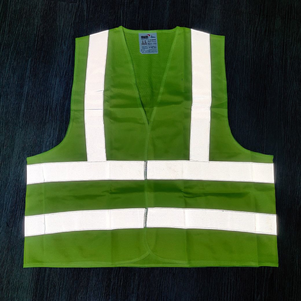 เสื้อจราจรผ้าแฟบริค รุ่น GR-6666AF สีเขียว แถบสีเงิน YAMADA - Image 6