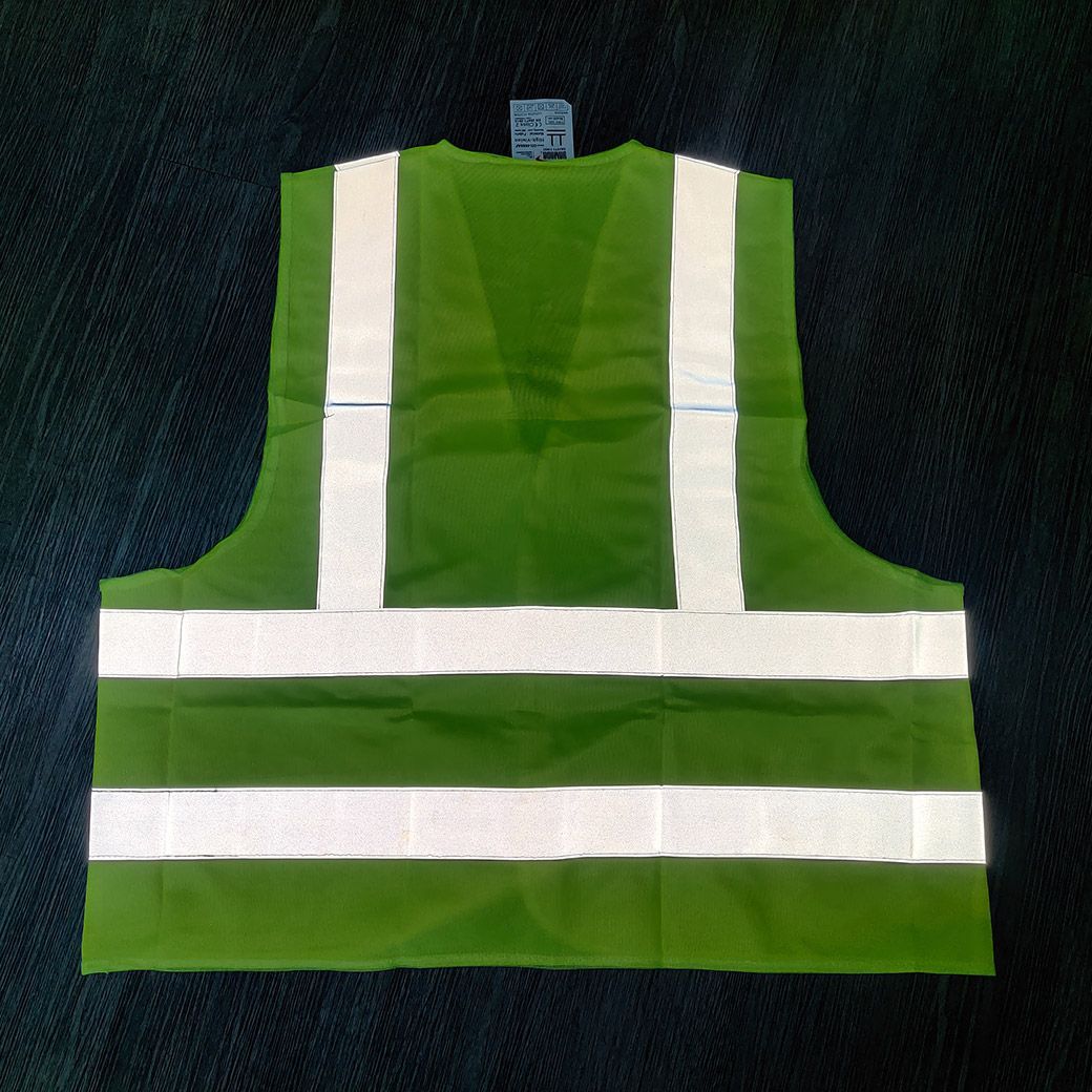 เสื้อจราจรผ้าแฟบริค รุ่น GR-6666AF สีเขียว แถบสีเงิน YAMADA - Image 7