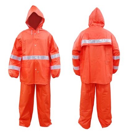 ชุดกันฝนสีส้ม เสื้อ-กางเกง มีแถบสะท้อนแสง รุ่น RG04