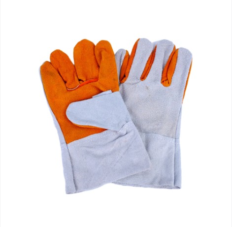 ถุงมือหนังท้องส้ม ยาว 10 นิ้ว MMS GLOVE (1คู่)