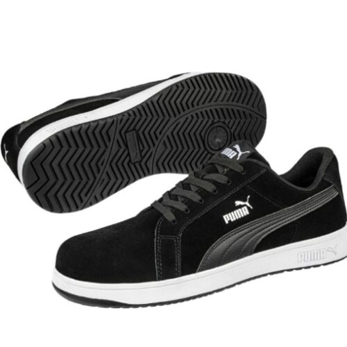 รองเท้าเซฟตี้ หนังกลับ PUMA รุ่น ICONIC BLACK LOW หุ้มส้น สีดำ
