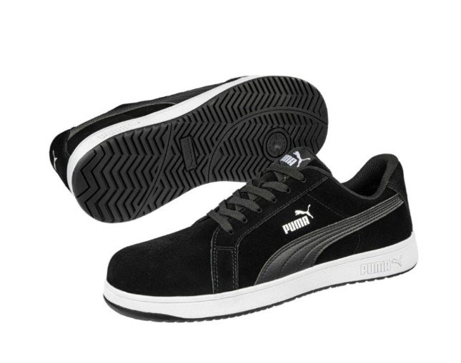 รองเท้าเซฟตี้ หนังกลับ PUMA รุ่น ICONIC BLACK LOW หุ้มส้น สีดำ